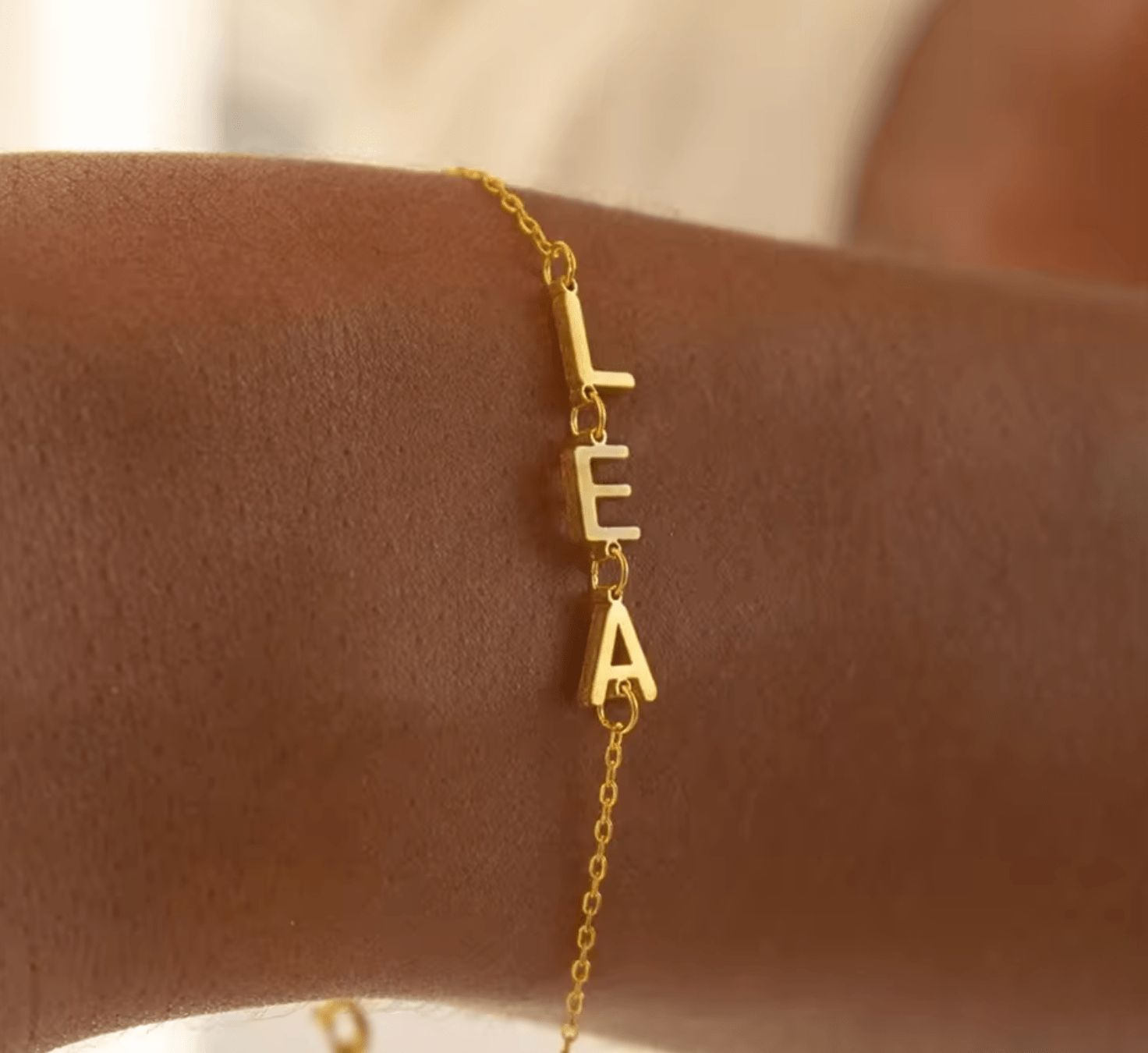 WATERPROOF LETTER BRACELET • GOLD SILVER CHAIN • STAINLESS STEEL - AnoaShop