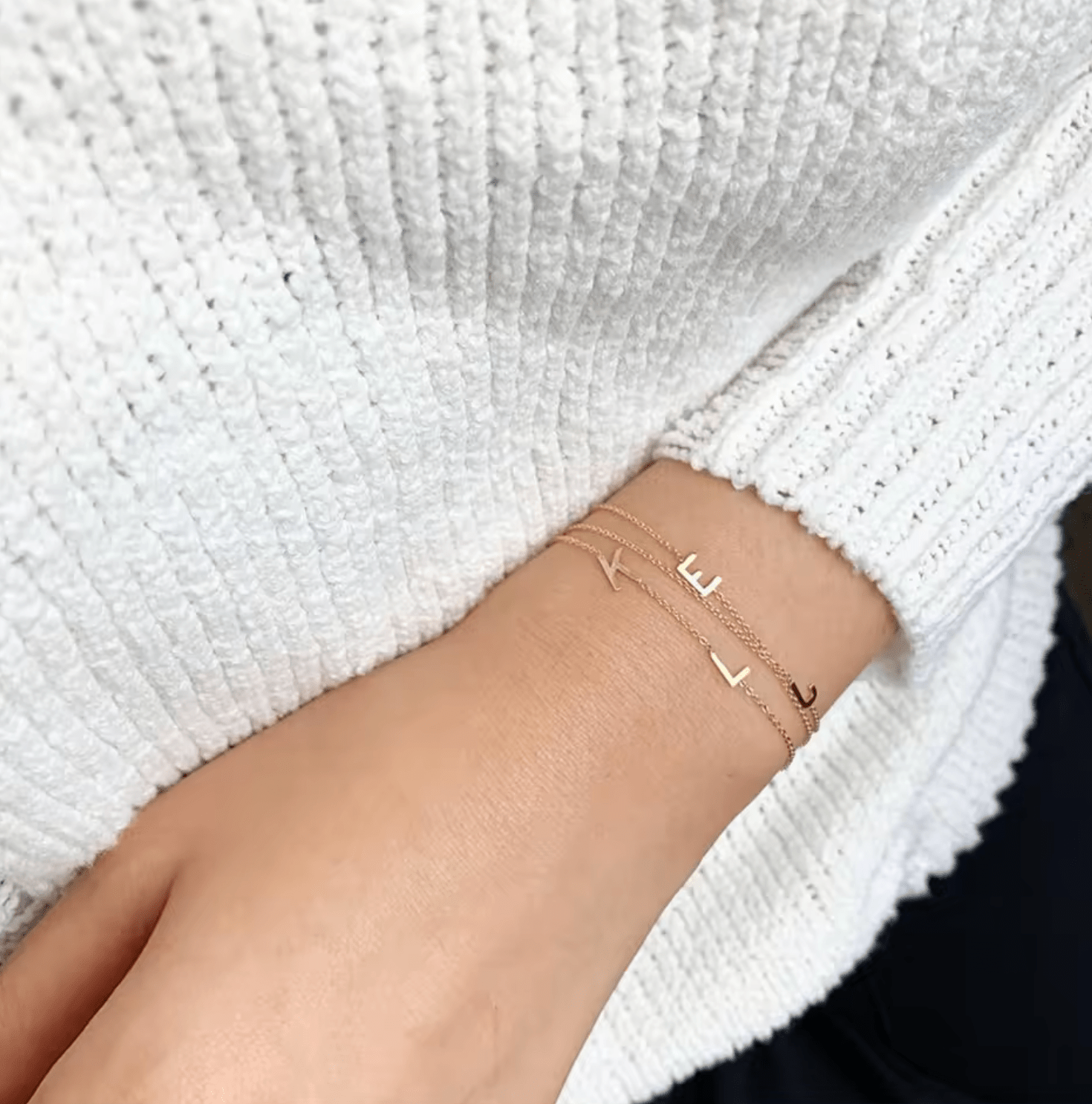 WATERPROOF LETTER BRACELET • GOLD SILVER CHAIN • STAINLESS STEEL - AnoaShop