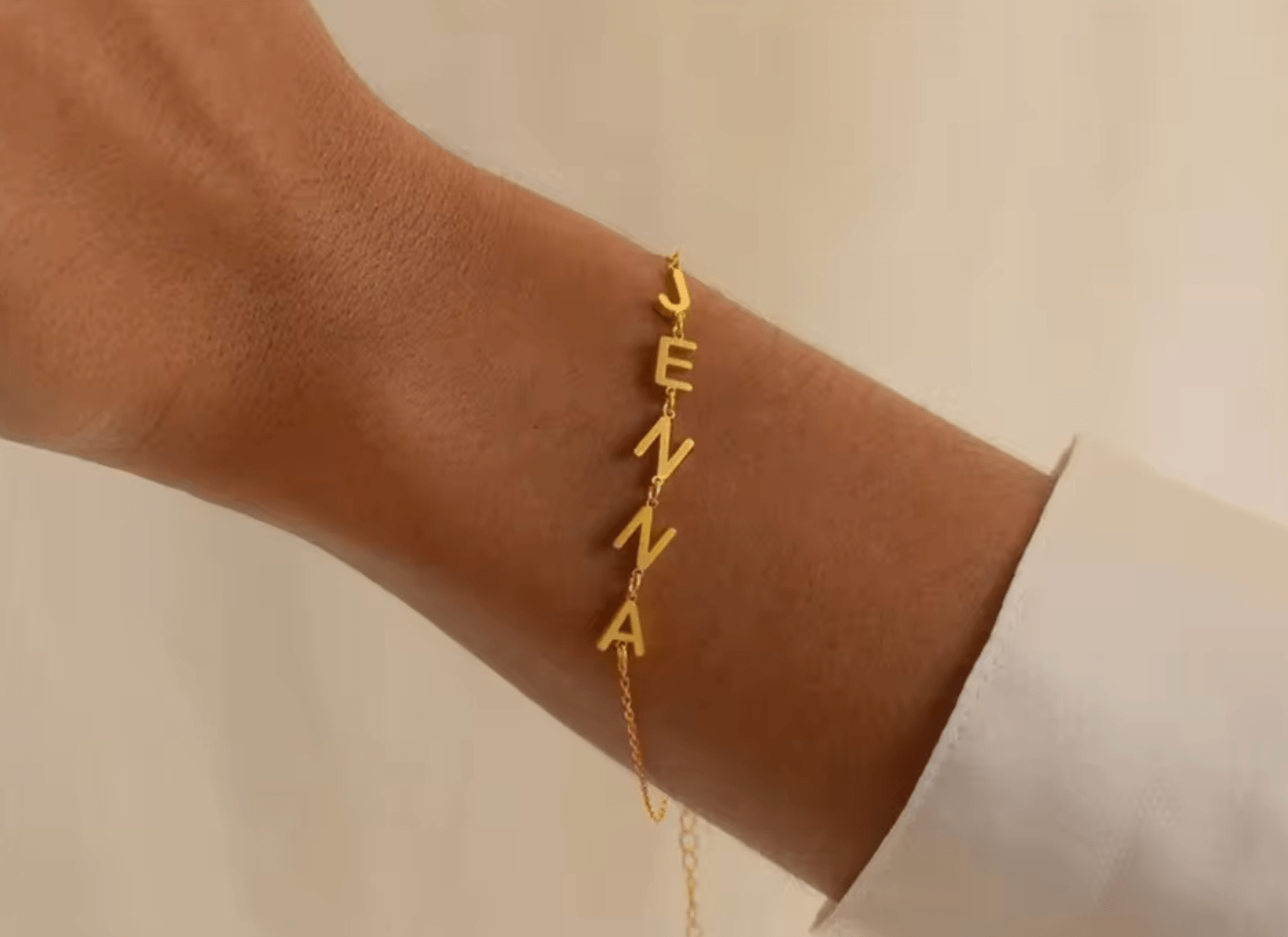 WATERPROOF LETTER BRACELET • GOLD SILVER CHAIN • STAINLESS STEEL - AnoaShop