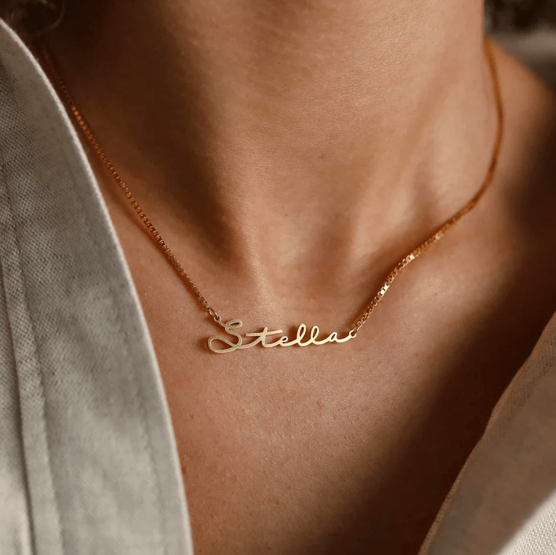 WATERPROOF PERSONALIZED NECKLACE • GOLD CHAIN ​​• STAINLESS STEEL - AnoaShop